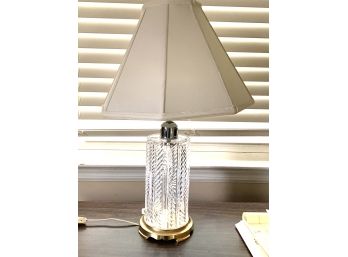 Pressed Glass  Table Lamp With Cloth Shade