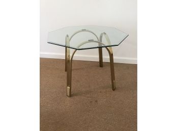 Brass Side Table With Octagon Glass Top