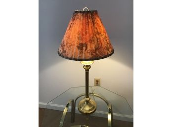Brass Table Lamp With Floral Shade