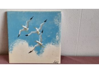 Hand Painted Tile In Canada- Seagulls Flying In The Sky