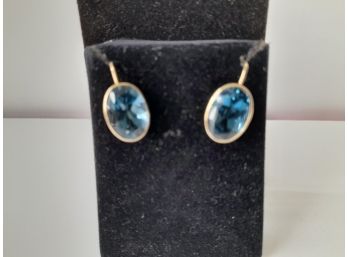 14k Gold London Blue Topaz Earrings