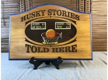 Wood Husky Basketball Winning Game Plaque