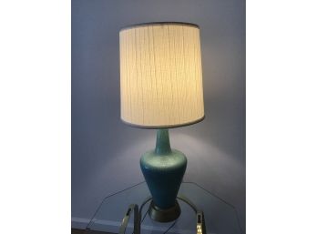 Black Crackled Blue Table Lamp With White Shade