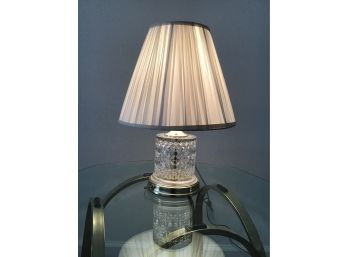 Cut Glass Table Lamp With White Shade