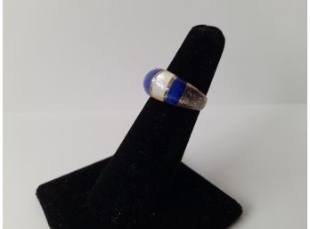 Lapis/mother Of Pearl Sterling Silver Ring