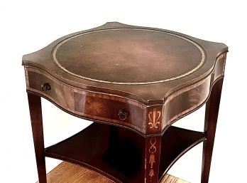 Heirloom Weiman One Drawer Mahogany Leather Top End Table On Casters