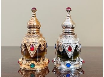 Pair Of Ornate Arabian Oil Bottles