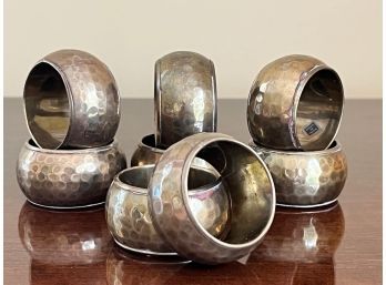 Eight Hammered Brass Napkin Holders Made In India