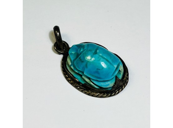 Vintage Sterling Silver Egyptian Carved  Scarab Pendant.... This Is Awesome!