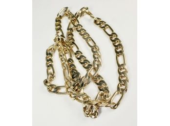Heavy 14k Gold Plated Figaro Chain Link Necklace