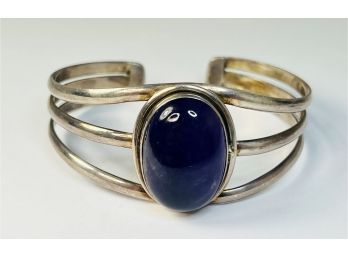 Vintage Large 37.5g Sterling Silver Purple Amethyst Stone  Cuff/ Bangle Bracelet