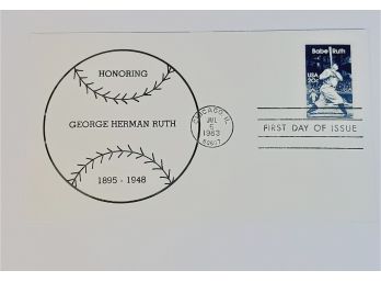 1983 Honoring Babe Ruth First Day Cover Stamp And Envelope
