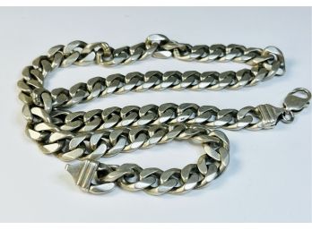 Large Heavy 102.2g Sterling Silver Cuban Link Chain Necklace