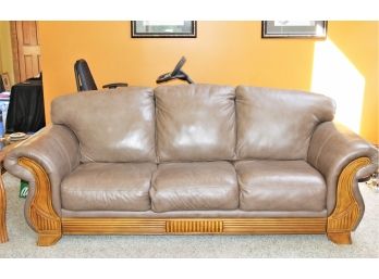 Palermo Italian Leather Sofa With Wood Trimmed Accents - Lot 2