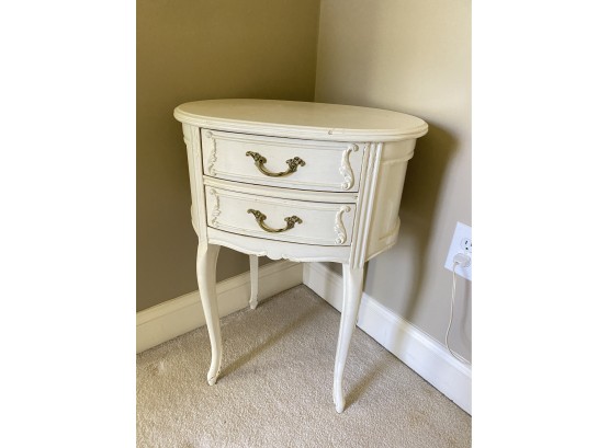 A Vintage Painted White Two Drawers Night Stand.