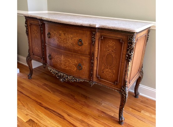 An Old Marble Top With Beautiful Details Sideboard With Key