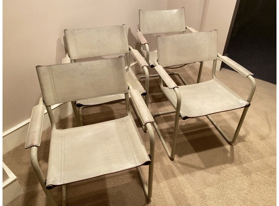 A Set Of Four Matteo Grassi VISITOR Leather  Chairs 1070s - Made In Italy