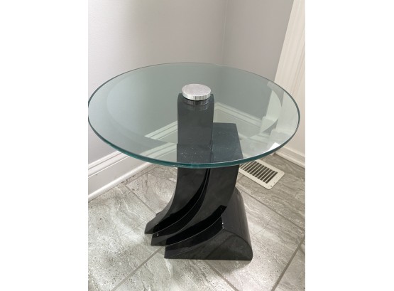 A Modern Glass Top Side Table