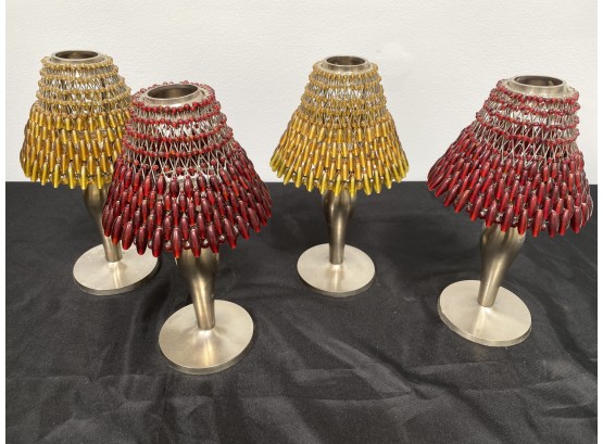 POTTERY BARN FOUR  Decorative Beaded Tea Light Candle Holders