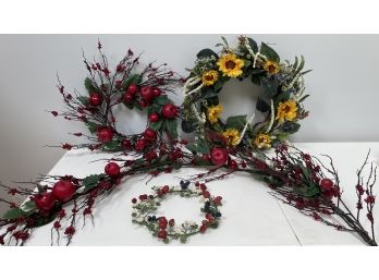 Mixed Lot Of 3 Wreaths & 1 Swag