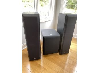 A Group Of Two Technics Speakers & JBL Subwoofer
