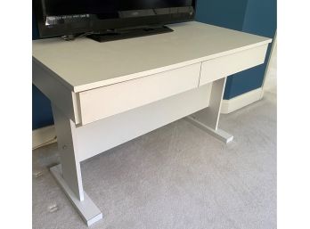 A White Laminate Two Drawers Desk