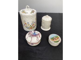 A Mixed Lot Of Decorative Lidded Round Jars - Wedgwood, Villeroy & Boch, Aynsley