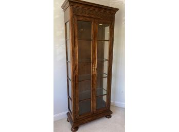 A Two Doors, Four  Glass Shelves Lighted Curio Cabinet By Henredon