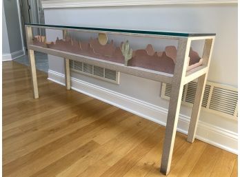 A South West Style Glass And Metal Grey  Sofa Table
