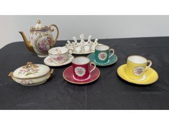 Mixed Lot Of Decorative Tea Cups, Small Tea Pot & More