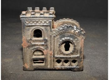 Antique Cast Iron Castle Bank Missing Screw