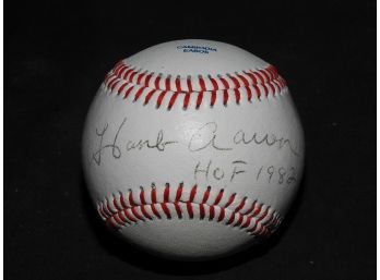 Signed Hank Aaron Baseball Inscribed HOF 1982 With COA