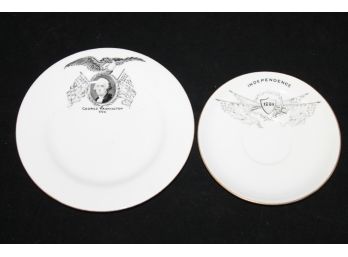 Rare Original Copeland 1876 US Centennial George Washington Plate And Saucer
