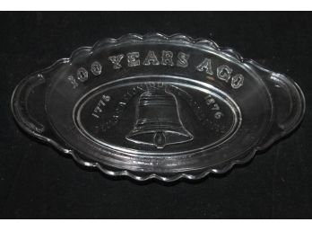 Original 1876 US Centennial Pressed Glass Liberty Bell Bread EAPG Dish