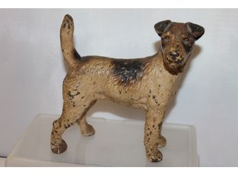 Antique Terrier Dog Cast Iron Doorstop With Good Original Paint
