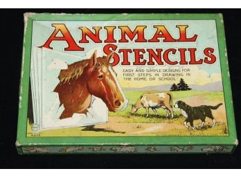 Old 1920s Animal Stencil Toy Set - Great Horse And Farm Graphics