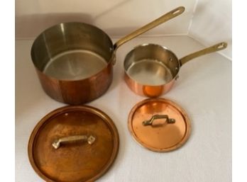 Copper Pan Set . 9 Pc Includes Sauce Pans, Skillets, Baking Pan And Lids