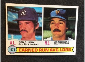 1979 Topps ERA Leaders Ron Guidry/Craig Swzn