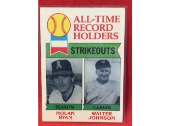 1979 Topps All Time Strikeout Leaders Nolan Ryan/Walter Johnson