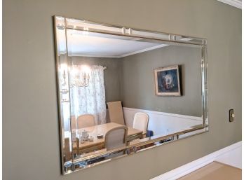 Large Beveled Glass Mirror With A Brass Finished Frame