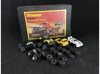 Vintage 80s Stomper 4x4 Trucks And Official Collectors Case With Parts