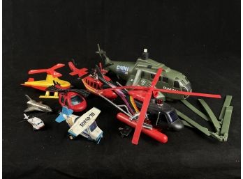 Vintage Toy Air Craft Lot- Helicopters And Planes