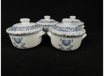 Set Of 4 Ceramic Crocks With Lids