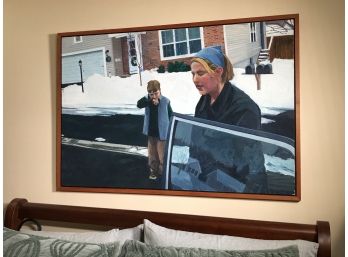 Incredible Original JOHN KEEFER Oil On Board Painting - LISTED CT ARTIST - Entitled SNOW 2001 - 50' X 34'