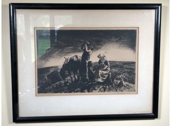 Antique JOHN EDWARD COSTIGAN Signed Etching - Entitled - WORKERS OF THE SOIL Dates From 1939 - 15' X 19'
