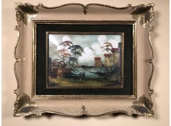 Vintage / Antique Painting - Oil On Paper - Signed MAM - Interesting Piece - Rather Ornate Frame With Glass