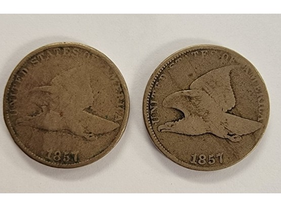1857 Flying Eagle Pennies (lot Of 2)