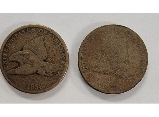 1858 Flying Eagle Pennies - Small Letters (Lot Of 2)