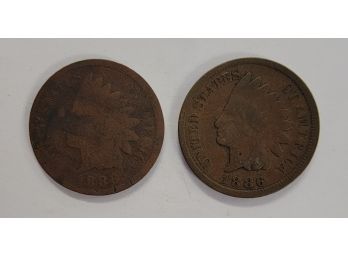 1886 Indian Head Pennies (Lot Of 2)