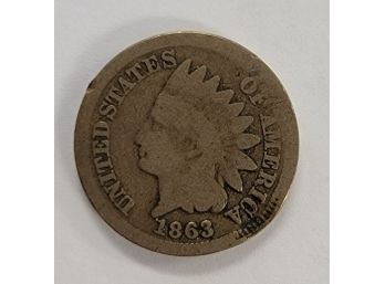 1863 Indian Head Penny (Note Damage)